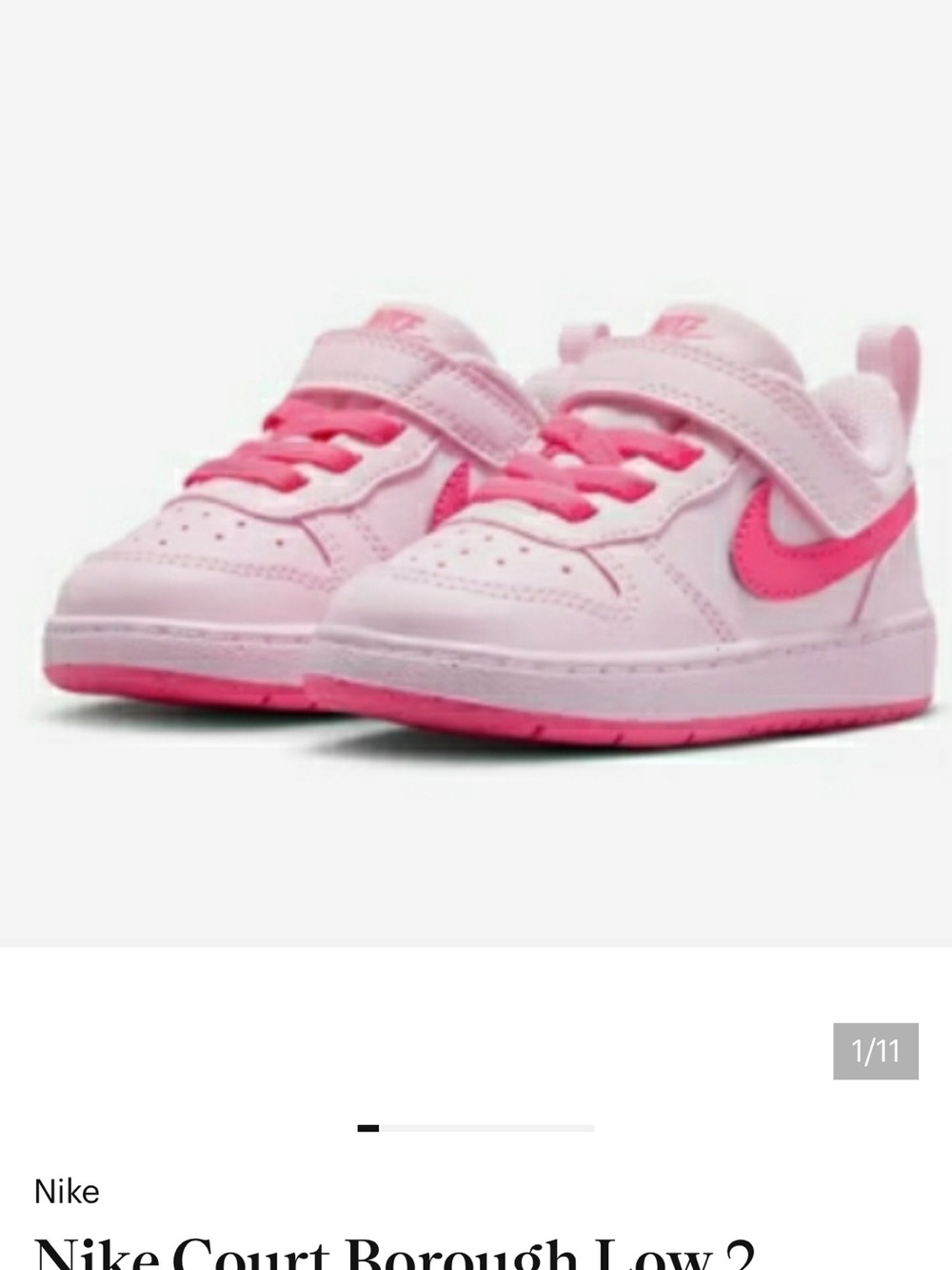 Nike Little Kids' Low-Top Sneakers in Light Pink and Hot Pink